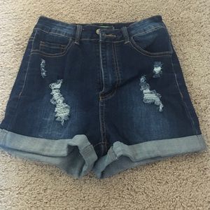 High waisted denim shorts
